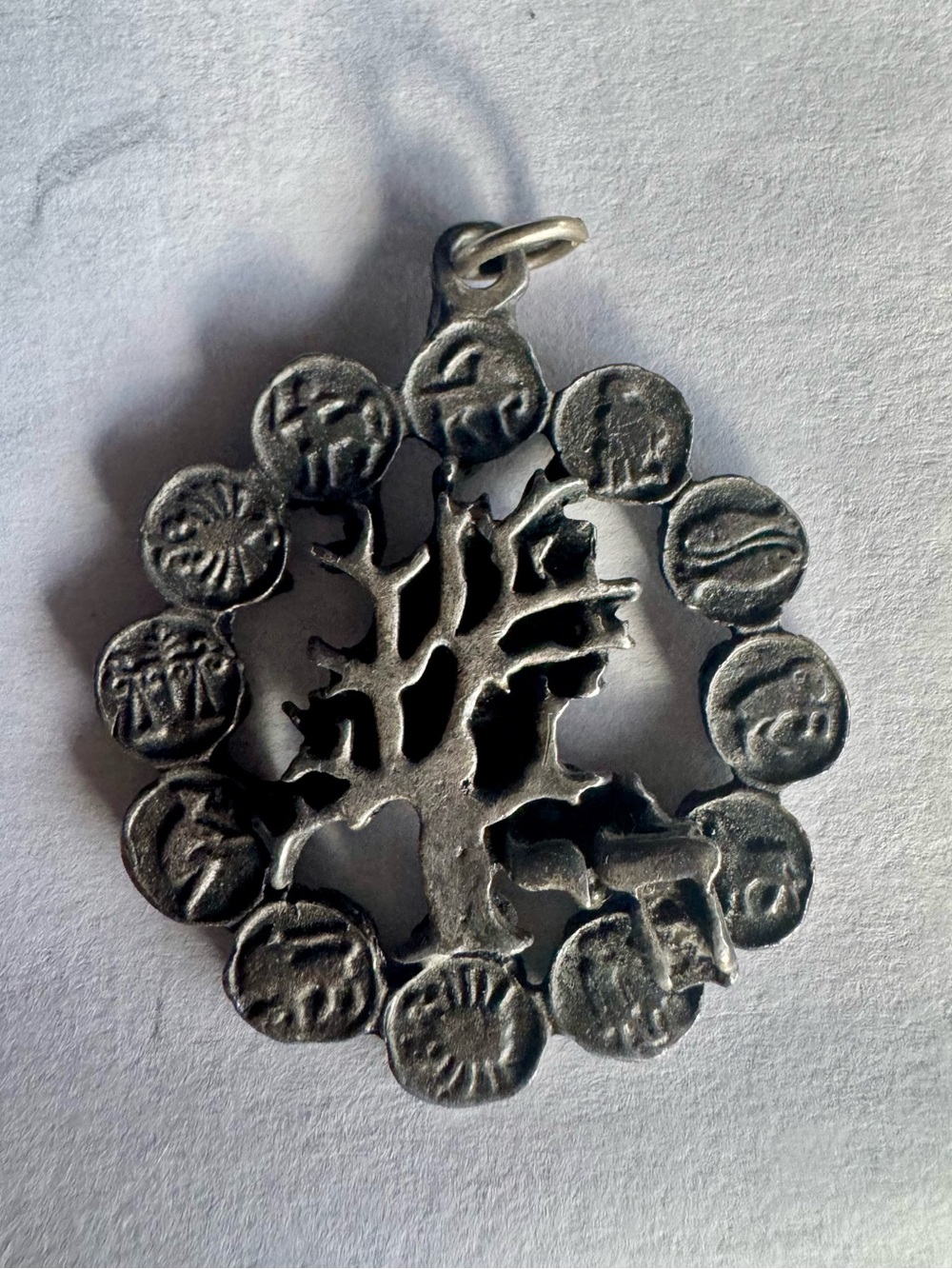 Vintage Tree Of Life Zodiac Astrology Pendant Hebrew Word Chai Great Shape!